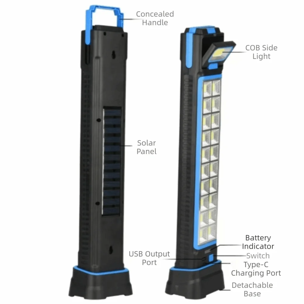 Multi-function Solar-powered Lamp Magnetic Base USB Rechargeable Zpaxo