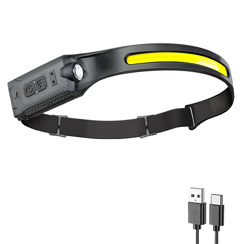 KDULIT COB+LED Rechargeable Headlamp – 5-Mode Sensor Torch Rechargeable Headlamp Zpaxo T326-A