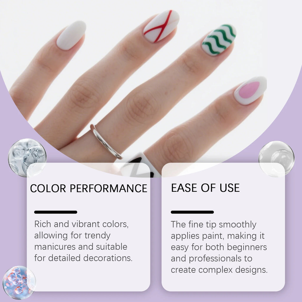 12-Piece Nail Art Graffiti Pen Set | Multi-Color DIY Painting Pens Nail Art Pen Set Zpaxo