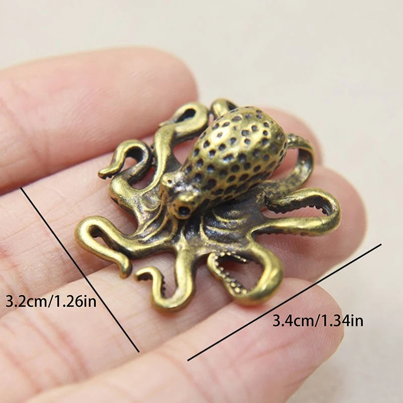 Brass Copper Animal Figurines Miniatures Desk Ornament Accessories Creative Table Craft Antique Octopus Home Decoration Zpaxo S