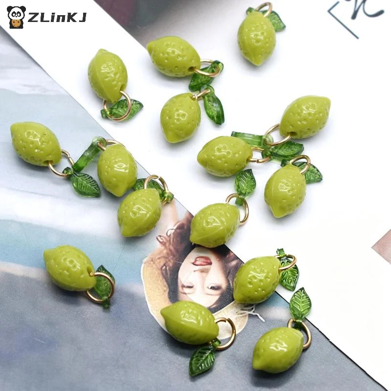 Acrylic Fruit Lemon Pendant DIY Charms Small Charm Handmade Jewelry Zpaxo