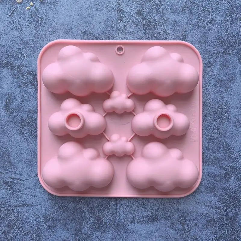 8-Cavity Cloud Shaped Silicone Candy Mould Chocolate Pudding Dessert Cake Baking Mould Kitchen Tool Candle Soap Making Zpaxo Pink