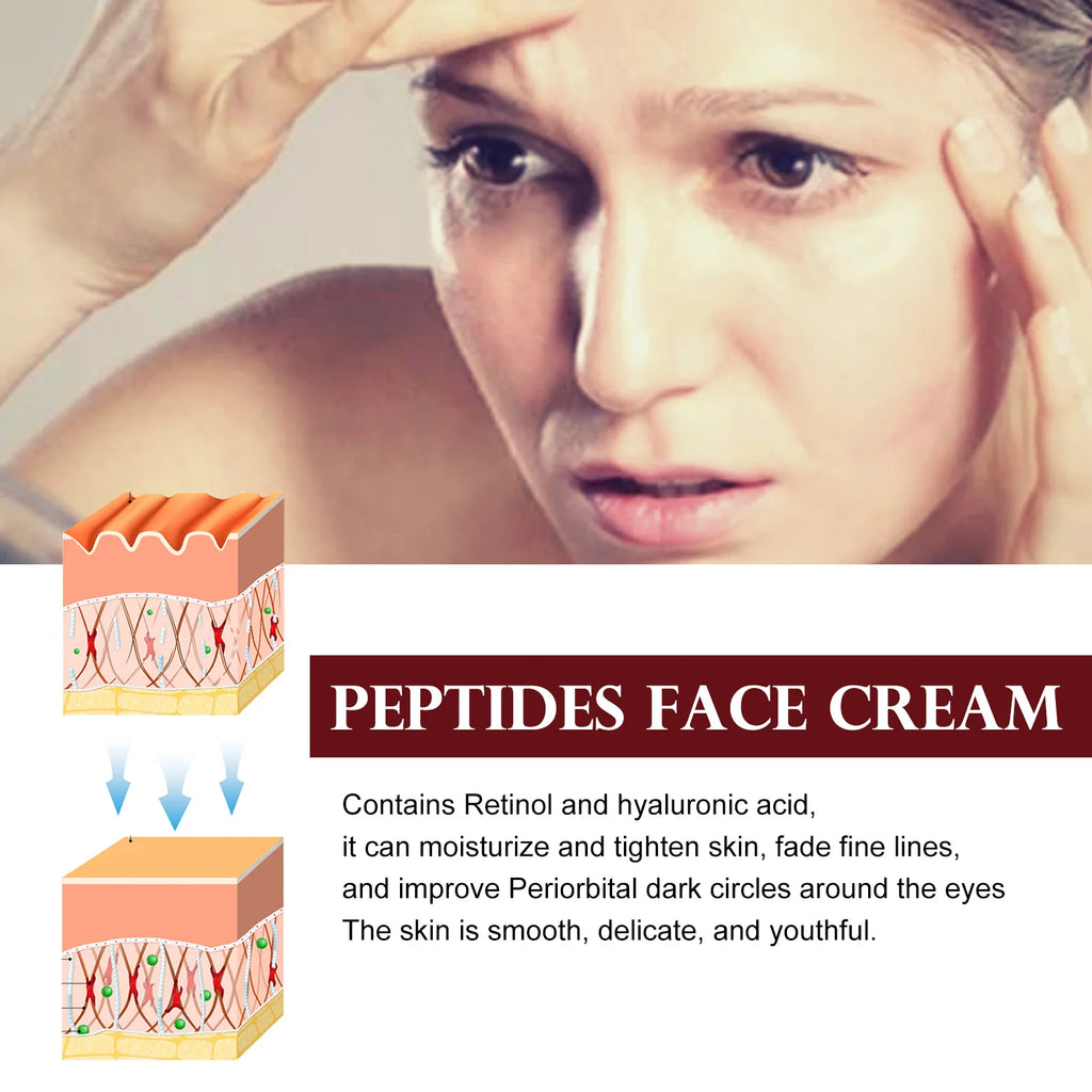 Peptide Face Cream Anti-Wrinkle Anti Aging Lift Firming Lighten Fine Lines Repair Whitening Moisturizer Facial Skin Care Product Zpaxo