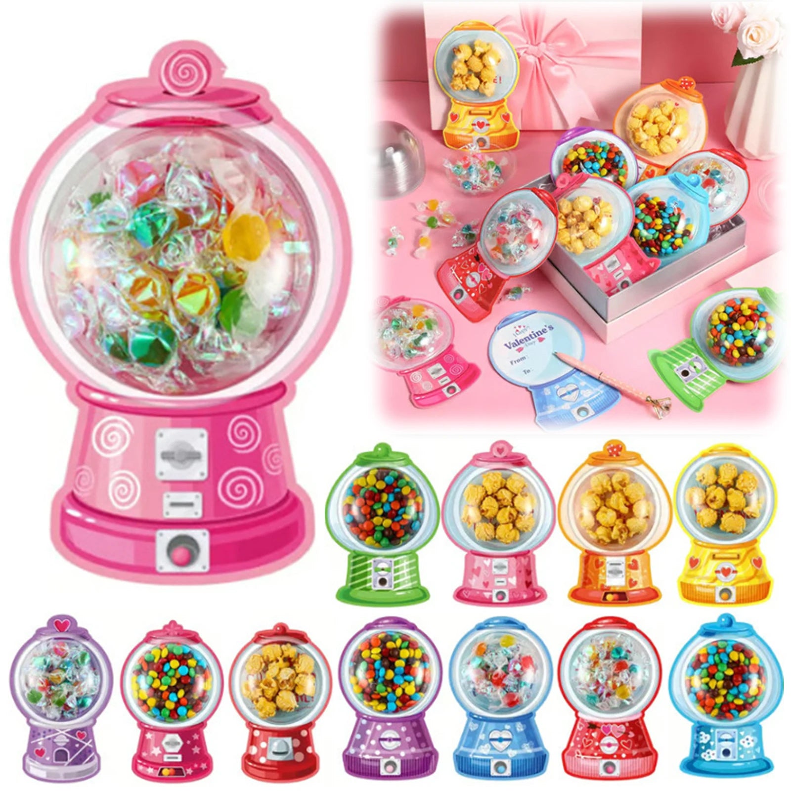 36 Candy Cards Funny Valentine Greeting Plastic Domes Party Exchange