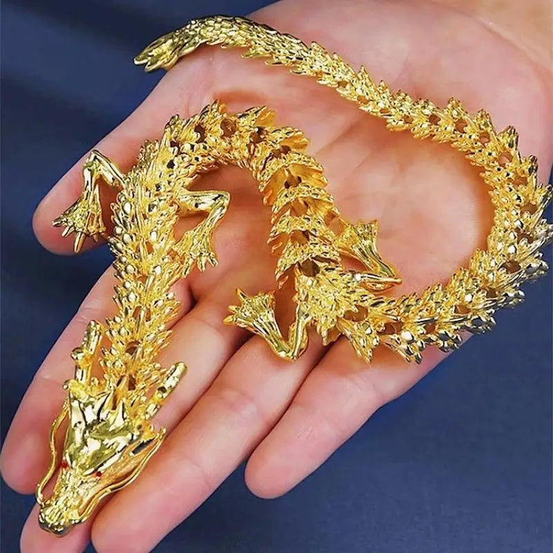 Alloy Five Claw Golden Dragon Ornaments Can Move Chinese Loong Zpaxo