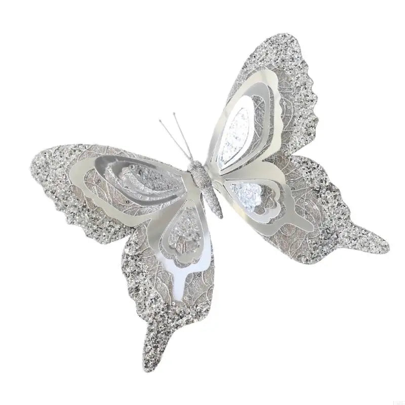 Plastic Butterfly Holiday Ornament Shimmery Sequins Christmas