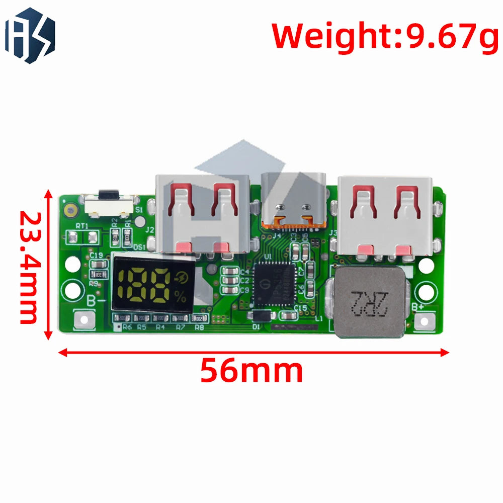 5V 2 4A Dual USB-A Power Bank Module Micro USB Type-c Input 18650 Zpaxo