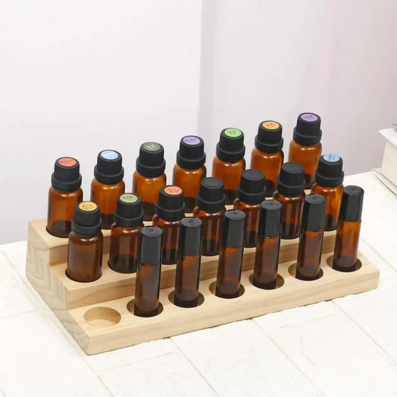 18 Slots Natural Wood Essential Oil Display Stands Holder Rack