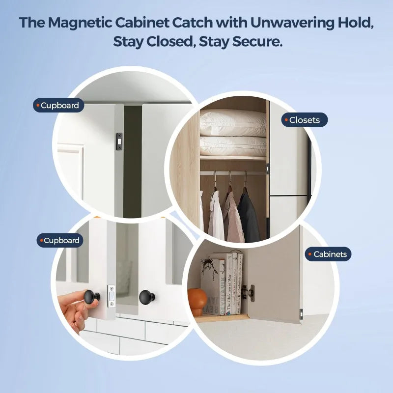 Magnetic Cabinet Catches Self Adhesive Window Door Closer Invisible Door Stopper Patch for Kitchen Bedroom Closet Hardware Kit Zpaxo