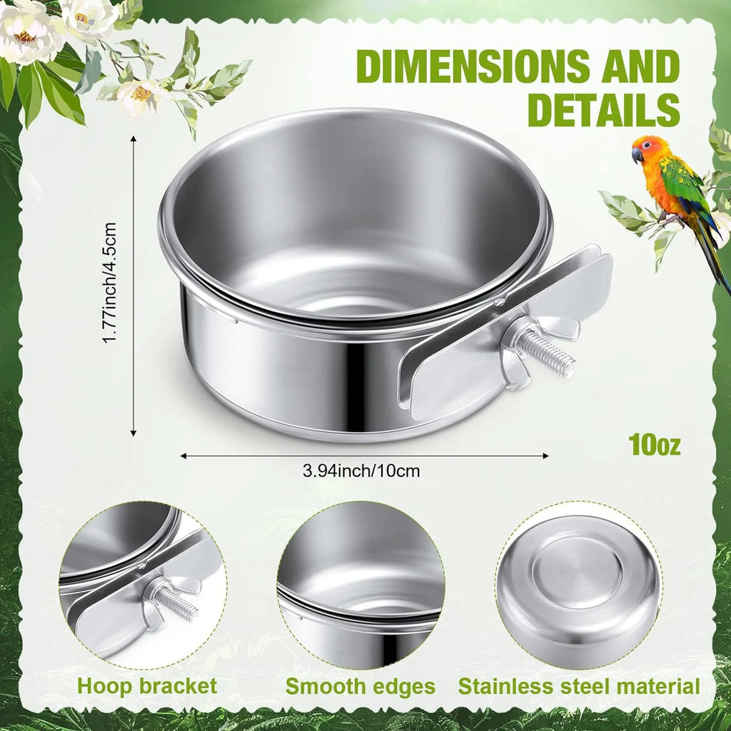 Stainless Steel Food Bowl Parrots Multi-use Hamster Water Dish Easy