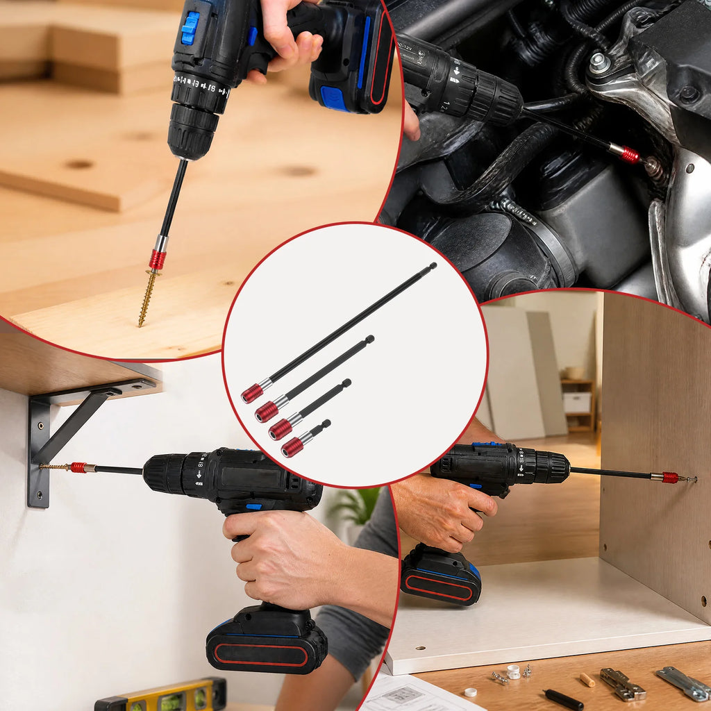 Magnetic Drill Bit Extension Set 1/4 Hex Shank Quick Release Impact Driver Extender Bar Dual Lock Screwdriver Holder 12 Inch Lon Zpaxo
