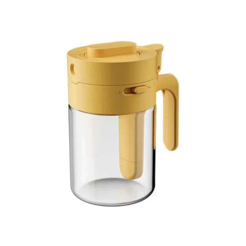 2 in 1 Household kitchen Moisture-Proof Seasoning Jar Salt Container Glass Spice Bottle Spoon separation Glass Seasoning Can liy Zpaxo Yellow