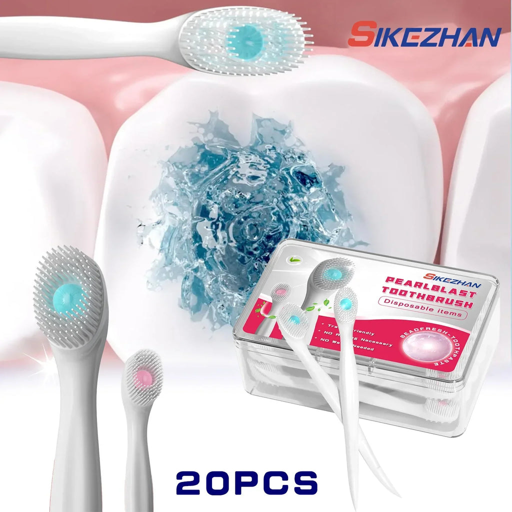 20 Pcs/ Box Exploded Bead Toothbrush Disposable Cleaning Toothbrush Portable Travel Toothbrush with Toothpaste Teeth Whitening Zpaxo