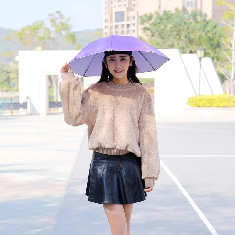 Double-layer Black Coated Rainproof Fishing Umbrella Hat Outdoor Tea Zpaxo Purple 10PCS