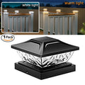Solar Outdoor Post Cap Lights 4x4 5x5 6x6 Bright LED Light Fence Deck Zpaxo Dual Color-Black Warm Lighting