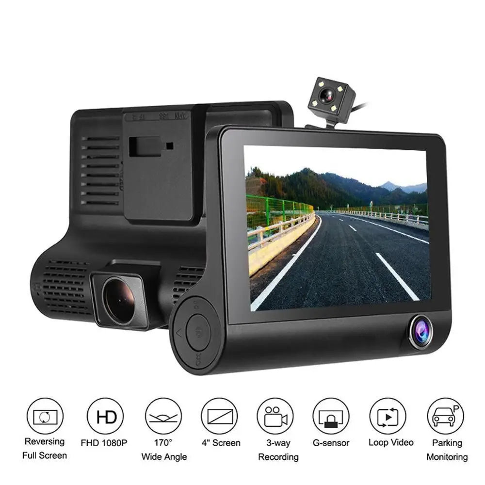 Three Lenses Car Driving Tachograph Front Rear Inside Night Vision HD Zpaxo