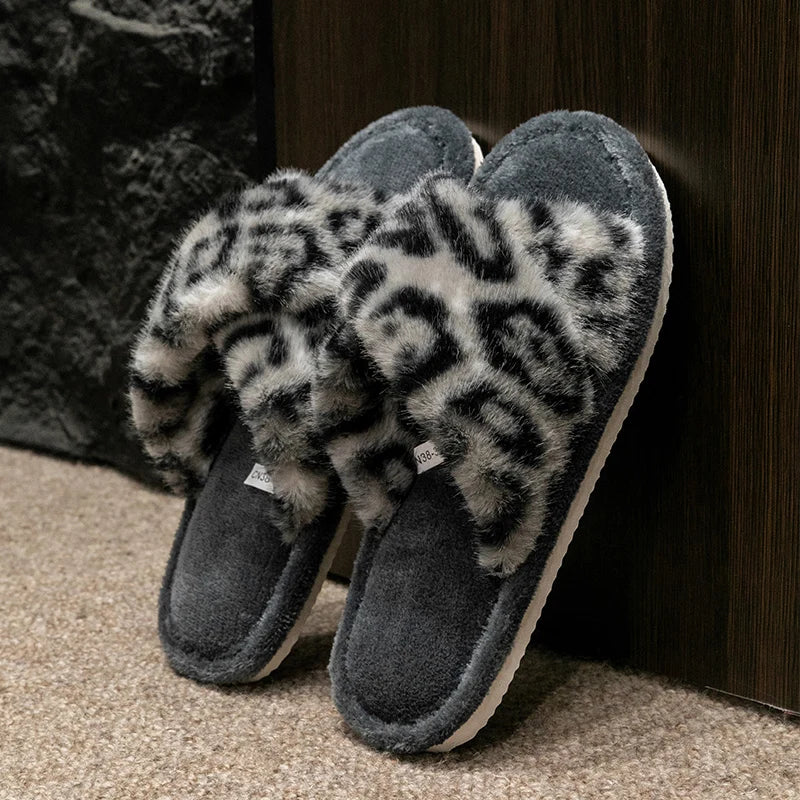 Men's Leopard Print Slide Slippers Breathable Open-toe House Shoes