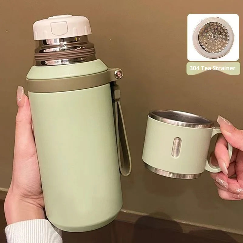 Thermos Cup Female High-value Appearance Water Cup New Style 316 Stainless Steel Male Middle School Students Special Tea Cup Zpaxo Green 600ml