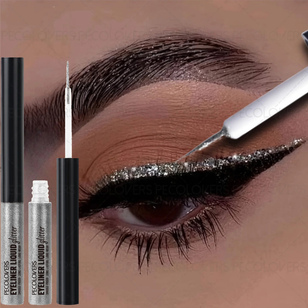 1pc Diamond Liquid Eyeliner Shimmer Waterproof Long Lasting Silvery Color Easy to Wear Glitter Eye Pencil Korean Makeup Zpaxo
