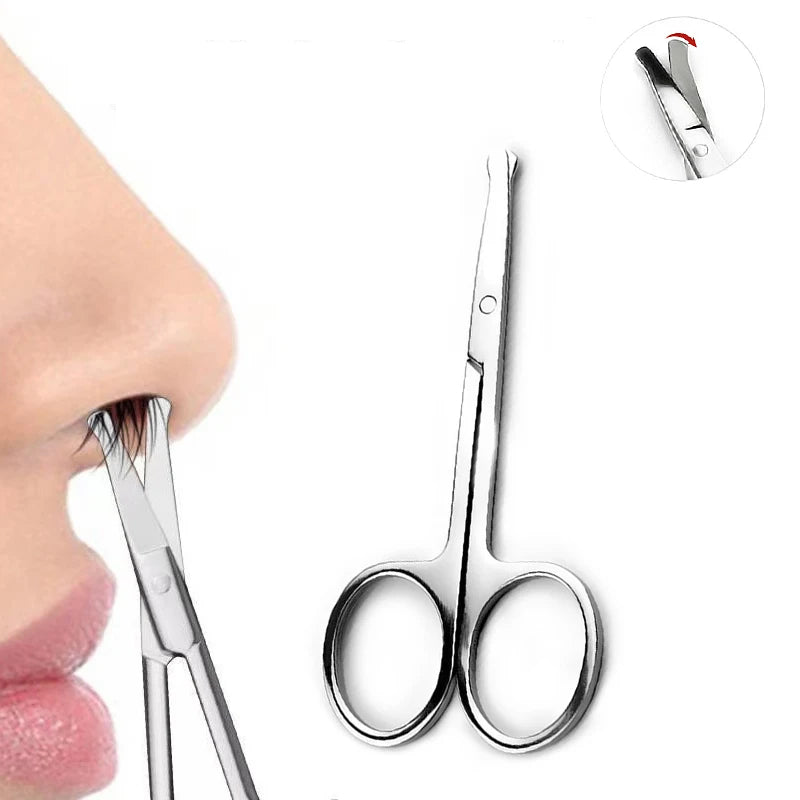 Mini Stainless Steel Portable Curved Mustache Eyebrow Nose Ear Hair Remover Scissor Trimmer Safety Tips Nail Cuticle Cutter Zpaxo