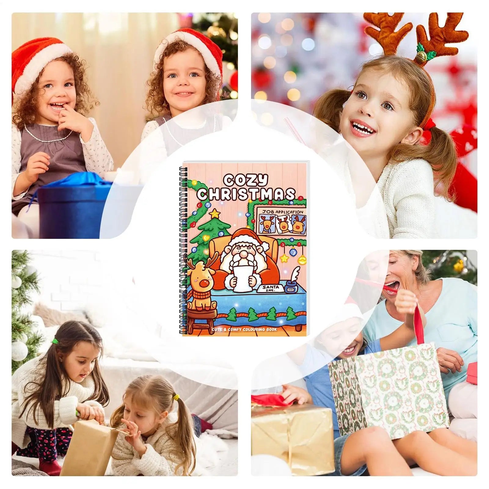 Kids Coloring Book Early Learning Festive Activity Christmas-Themed Coloring Book Toy For Crayons Pencils Airplane Classroom Zpaxo