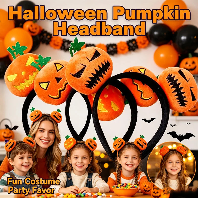 Cute Halloween Pumpkin Devil Horn Headband Funny Hair Hoop Girls