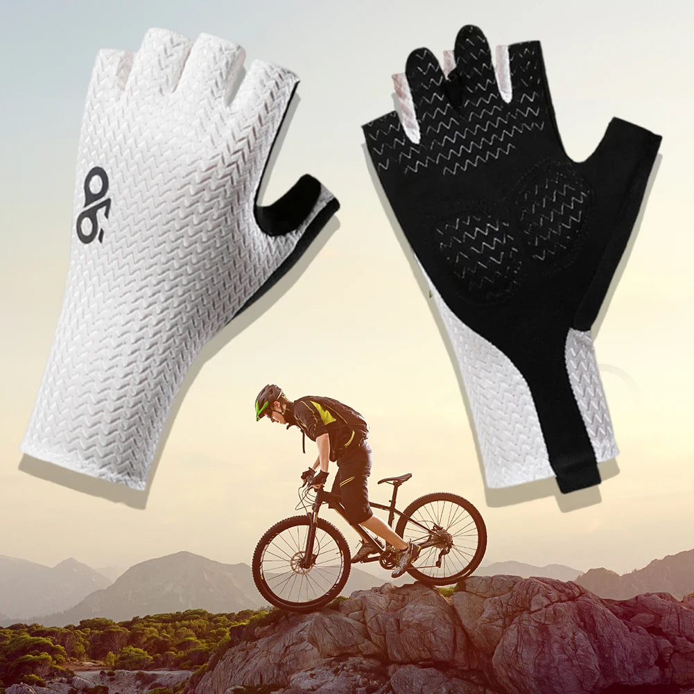 Cycling Gloves W Shockproof Foam Silicone Pad Half Finger Short