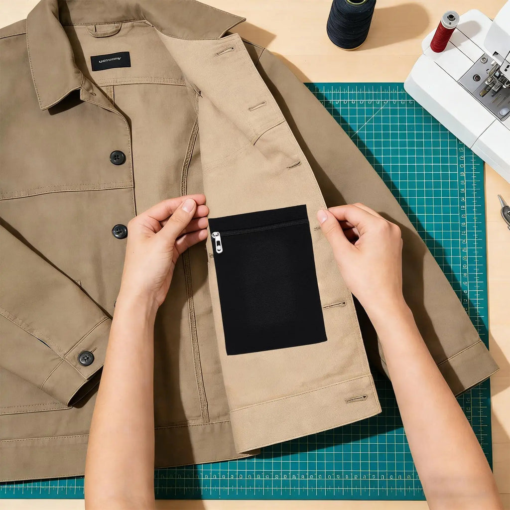 Security Pockets Clothing Sew Zipper Pocket Anti Theft Hidded Jacket