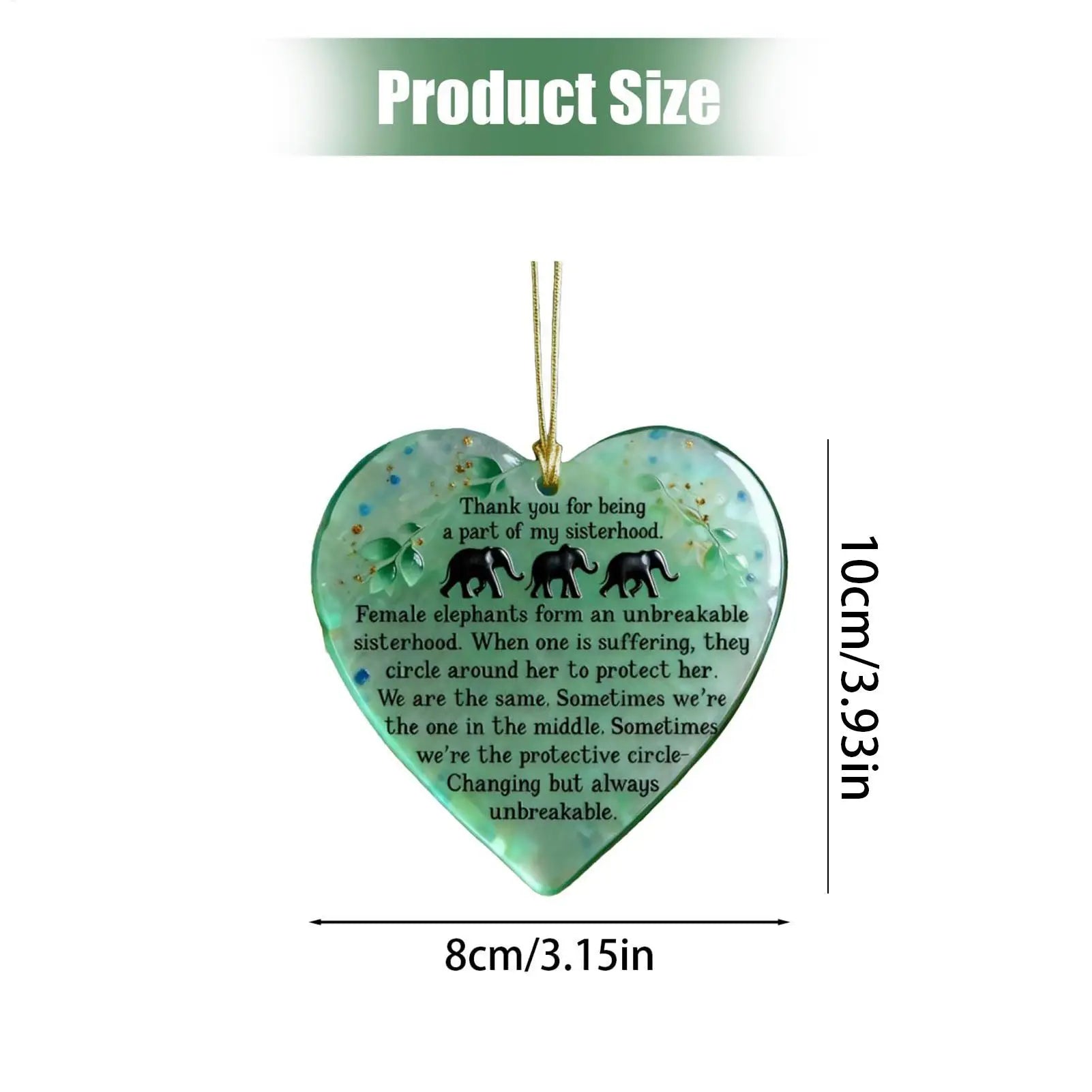 Elephant Sisterhood Ornament Heart Shaped 2D Acrylic Christmas Tree