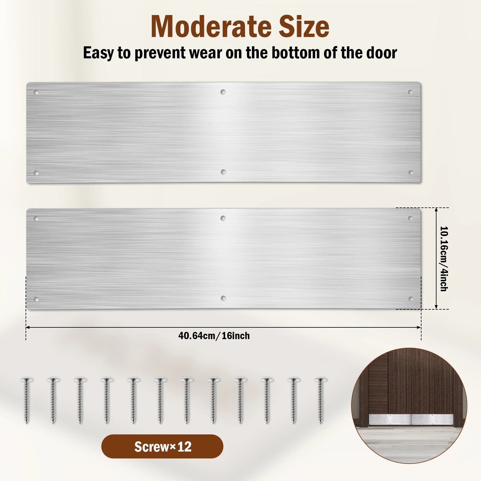 2/4Pcs Door Kick Plates 4*16Inch Stainless Steel Kick Plates Door Protection Metal Plate Anti Damage Door For Dog Enter the door Zpaxo