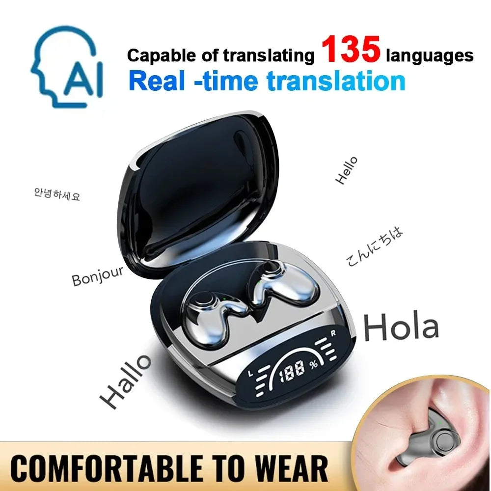 KEBIDUMEI AI Real Time Translator Earphones Bluetooth 5 4 Ear Hook Zpaxo Sleep Earphones