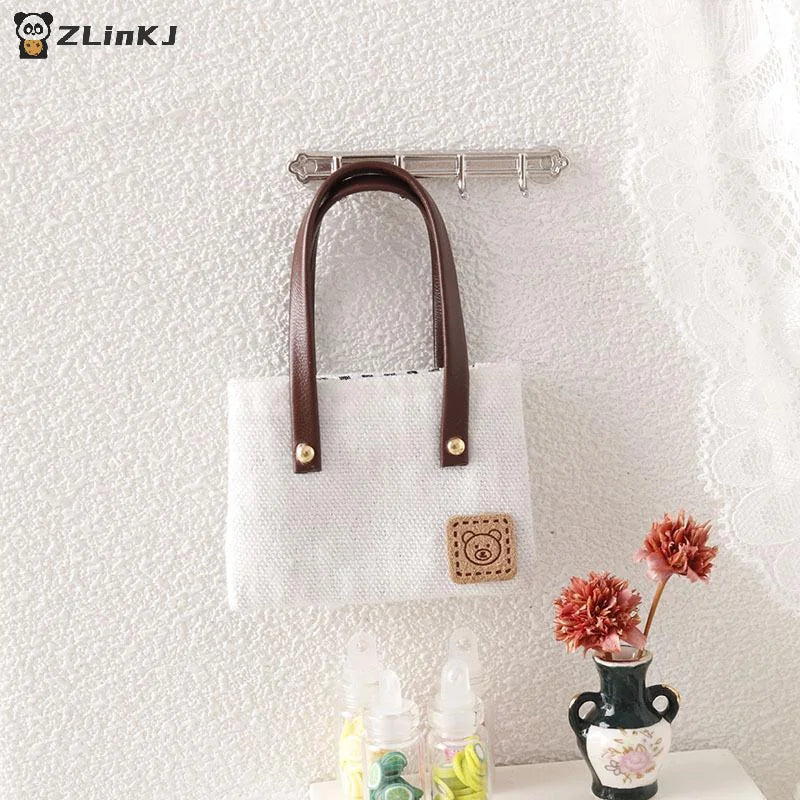 ▶Dollhouse Mini Simulation Canvas Bag Shoulder Bags Doll Clothes Accessories Micro Scene Decoration Pretend Play Toys Zpaxo
