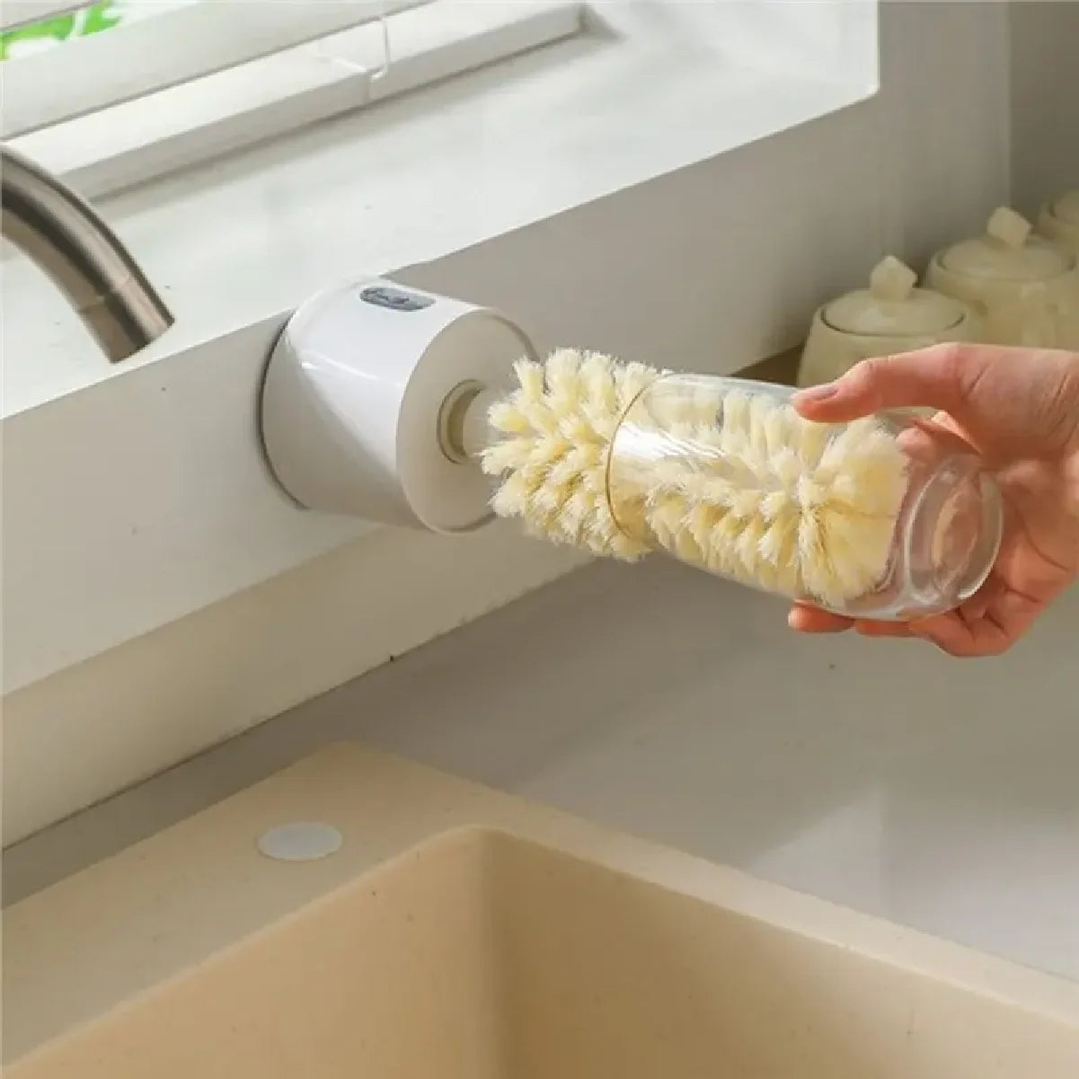 Rechargeable Electric Cup Scrubber 360° Rotating Glass Cleaner Brush Efficient Kitchen Sink Cleaning Tool for Mugs Baby Bottles Zpaxo