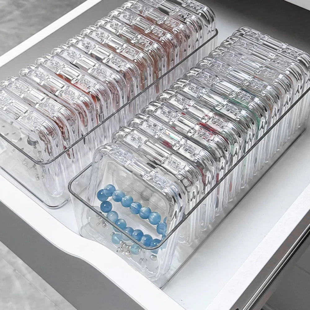 Clear Jewelry Storage Box Plastic Bracelet Necklace Earring Jewelry Organizer Box Rectangular Container with Portable Small Case Zpaxo