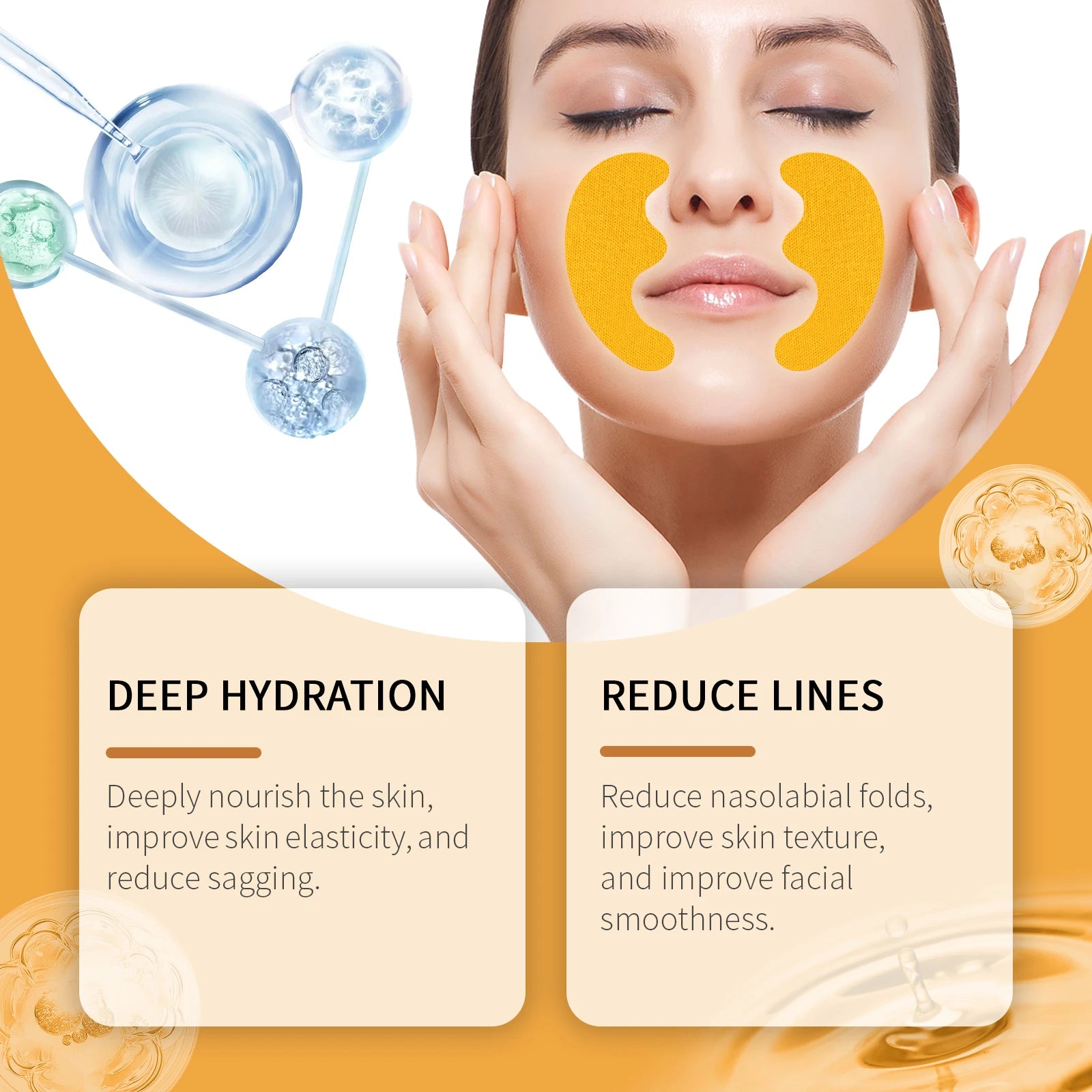 Nasolabial Folds Patches – Collagen & Hyaluronic Acid Anti-Wrinkle Anti-Wrinkle Facial Patch Zpaxo