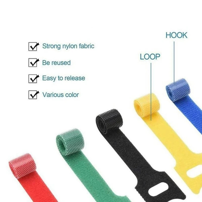 50pcs Releasable Cable Ties Colored Plastics Reusable Cable Ties Nylon Loop Wrap Ties T-type USB Cable Organizer Cable Protector Zpaxo
