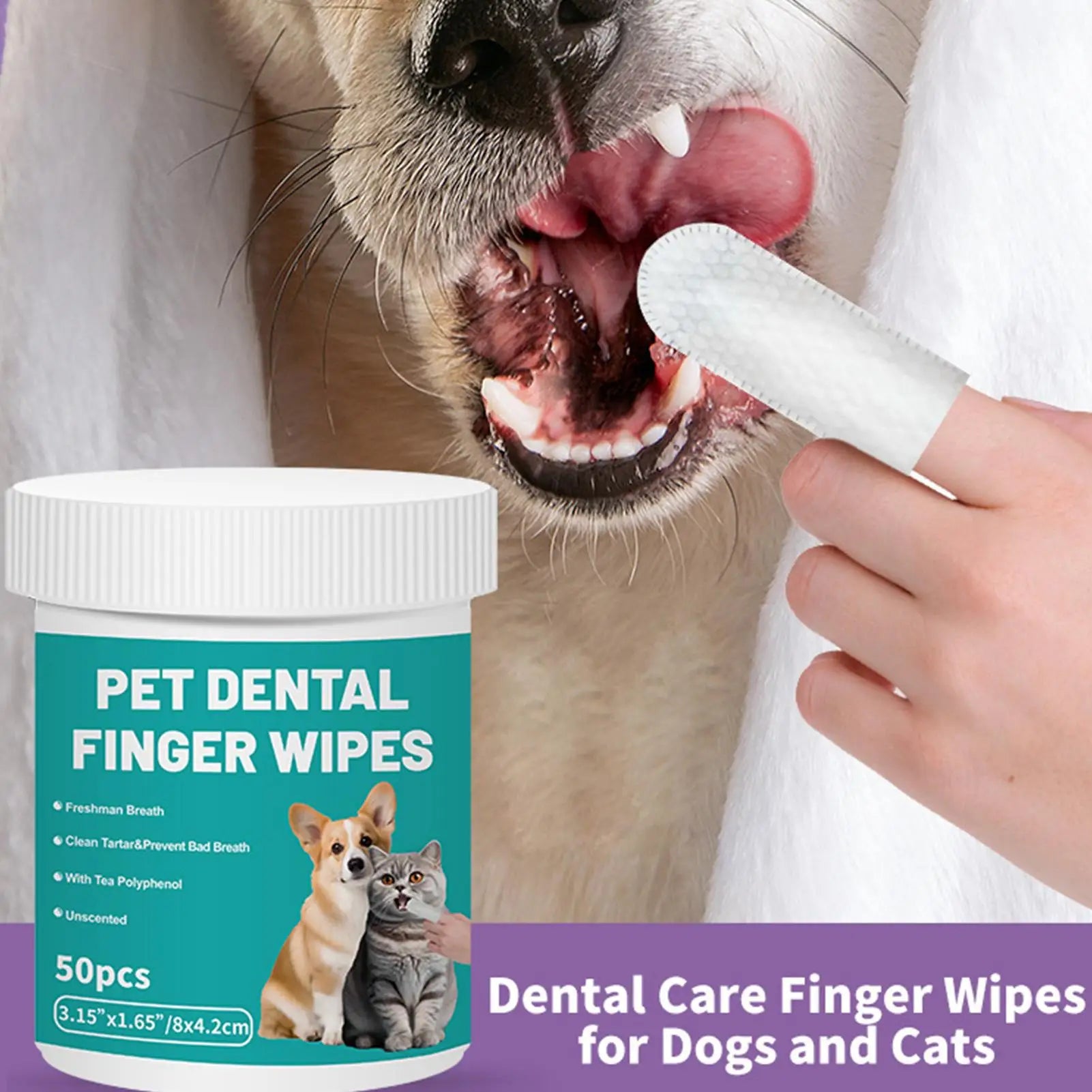 Pet Teeth Cleaning Wipes Dental Finger Disposable Gentle Pads Bad