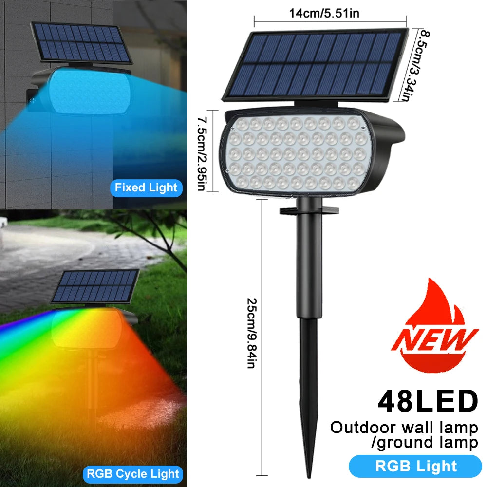 Solar Spot Light Outdoor Color Changing RGB 48/37/20LED Solar Powered Landscape Spotlight Garden Decor Pathway Walkway Christmas Zpaxo 48 LED RGB 4pcs