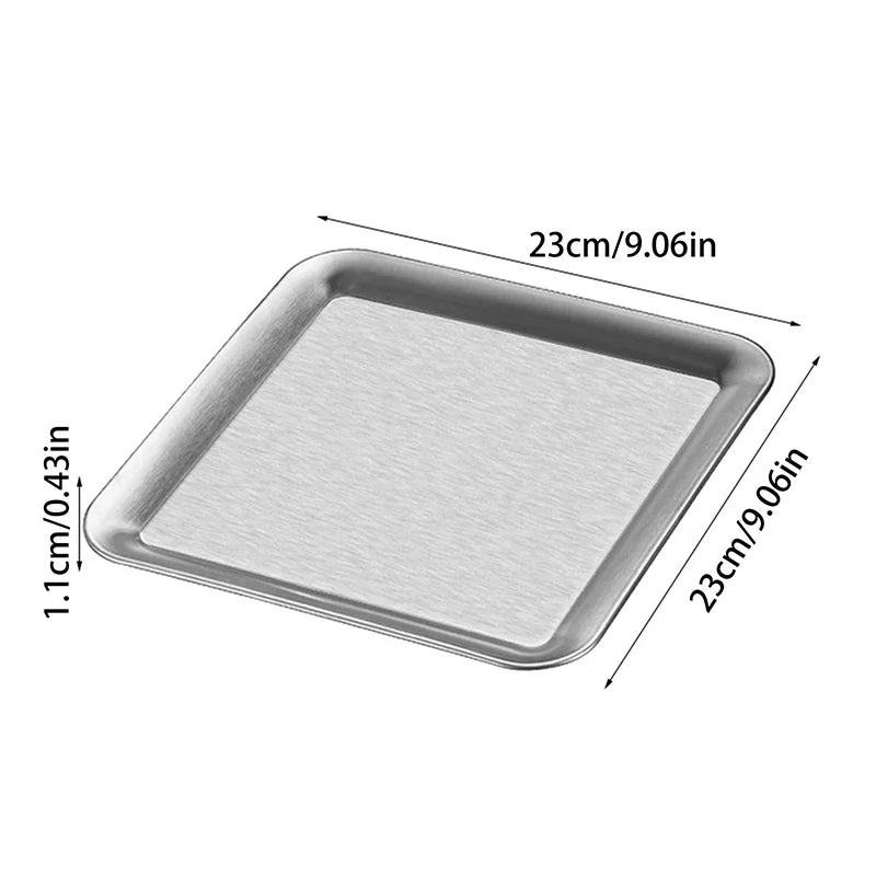 Luxury Square Stainless Steel Serving Tray,Coffee Tray,Desserts – Elegant Serving Platters For Cafe, Restaurant Bathroom Tray Zpaxo L Silver