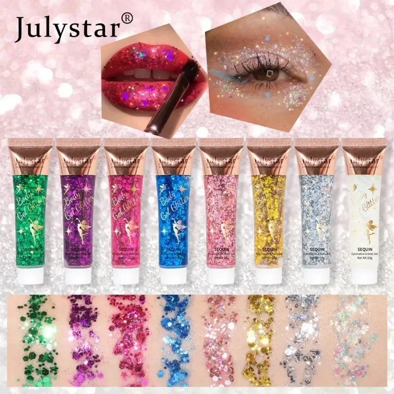 Sequins Glitter Gel Multifunctional Body Face Nail Hair Flash Liquid Zpaxo