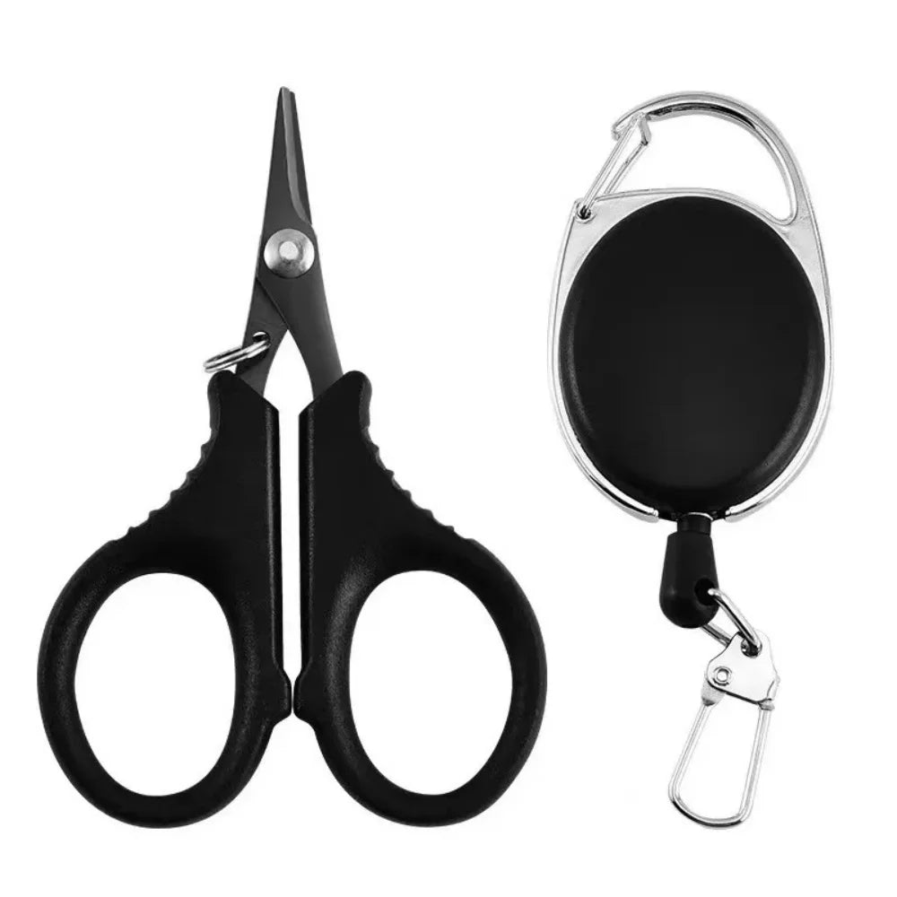 Stainless Steel Braided Fishing Line Scissors & Retractable Lanyard Fishing Line Scissors Zpaxo 1PCS