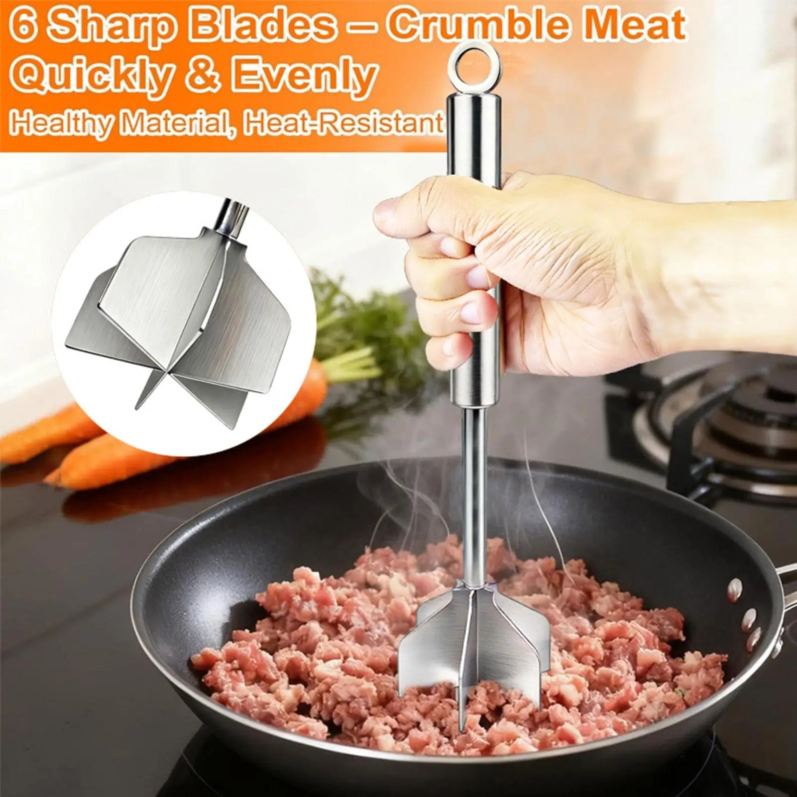 Meat Chopper Ground Beef Stainless Steel Burger Smasher Hamburger