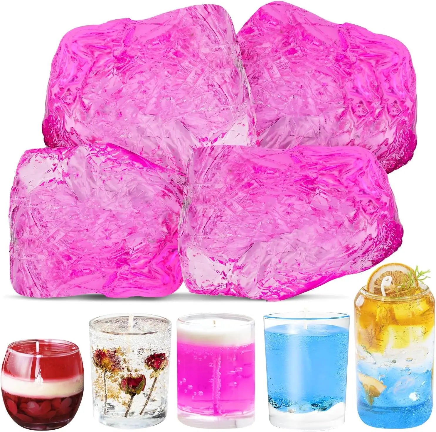 100g Pink Crystal Jelly Wax – DIY Transparent Candle Making Candle Making Wax Zpaxo