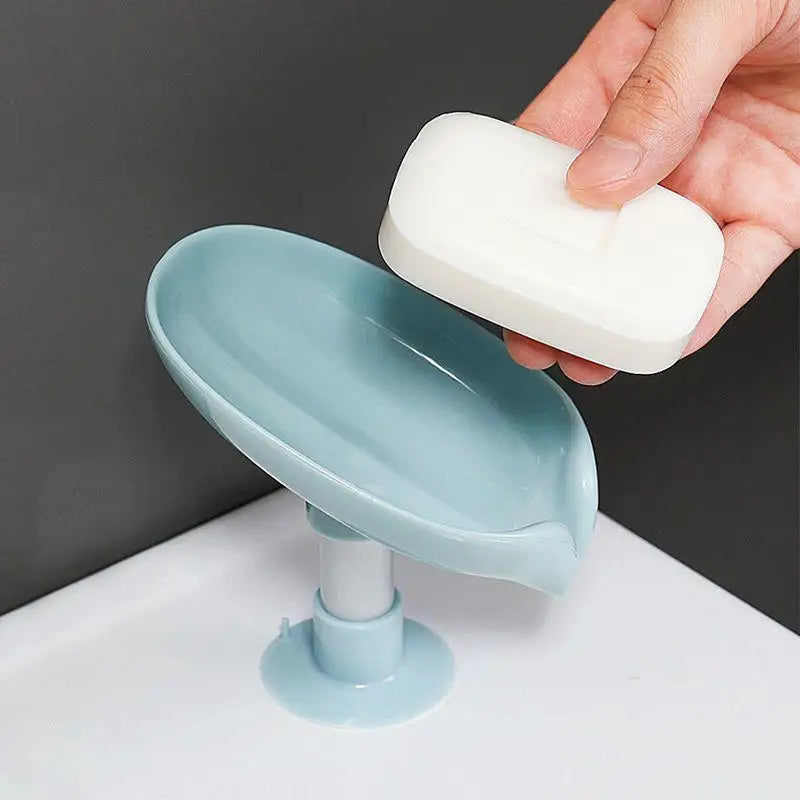 Leaf Soap Dish Holder with Suction Cup & Drain | Bathroom