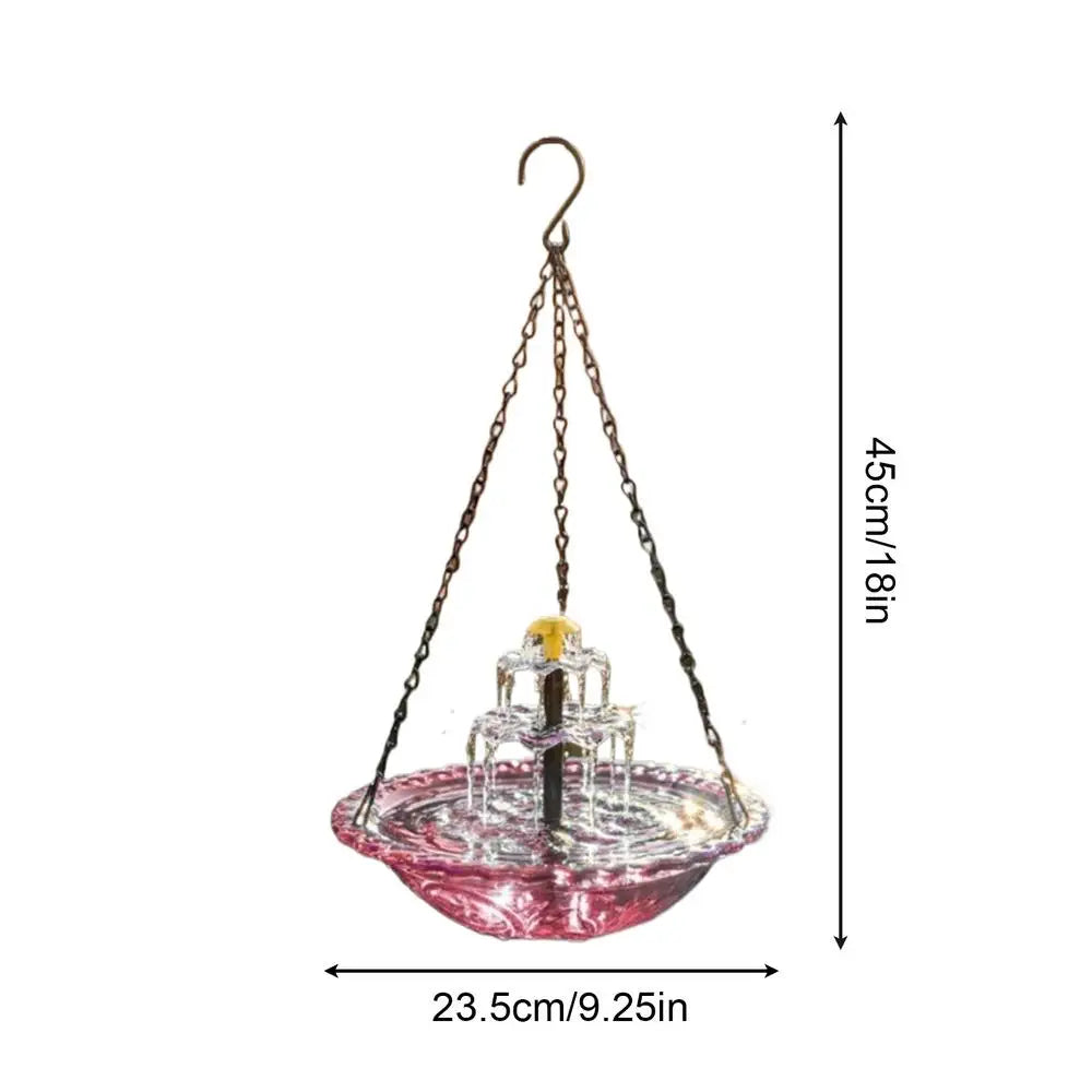 Solar Bird Bath Fountain Hanging Bowl Water Pump Outdoor Hummingbird