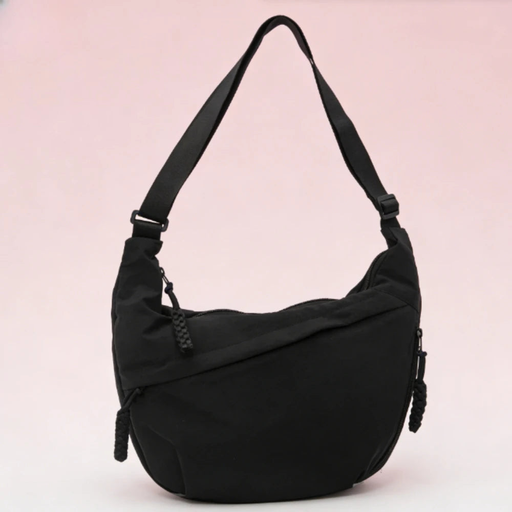 Trendy Women S Soft Cloth Shoulder Bag Solid Casual Large Capacity