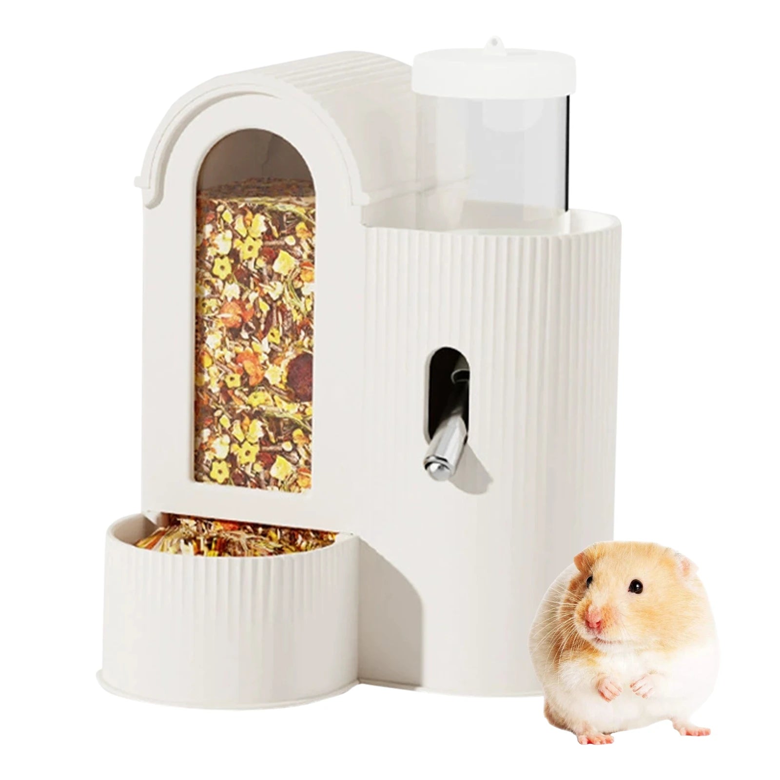 2-in-1 Automatic Bunny Feeder Leak-resistant Hamster Waterer Small