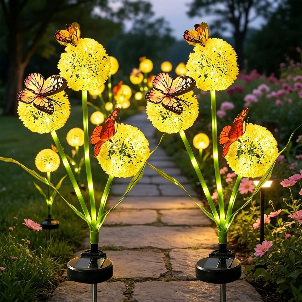 Solar-powered Butterfly Dandelion Lamp Garden Decorative Lighting