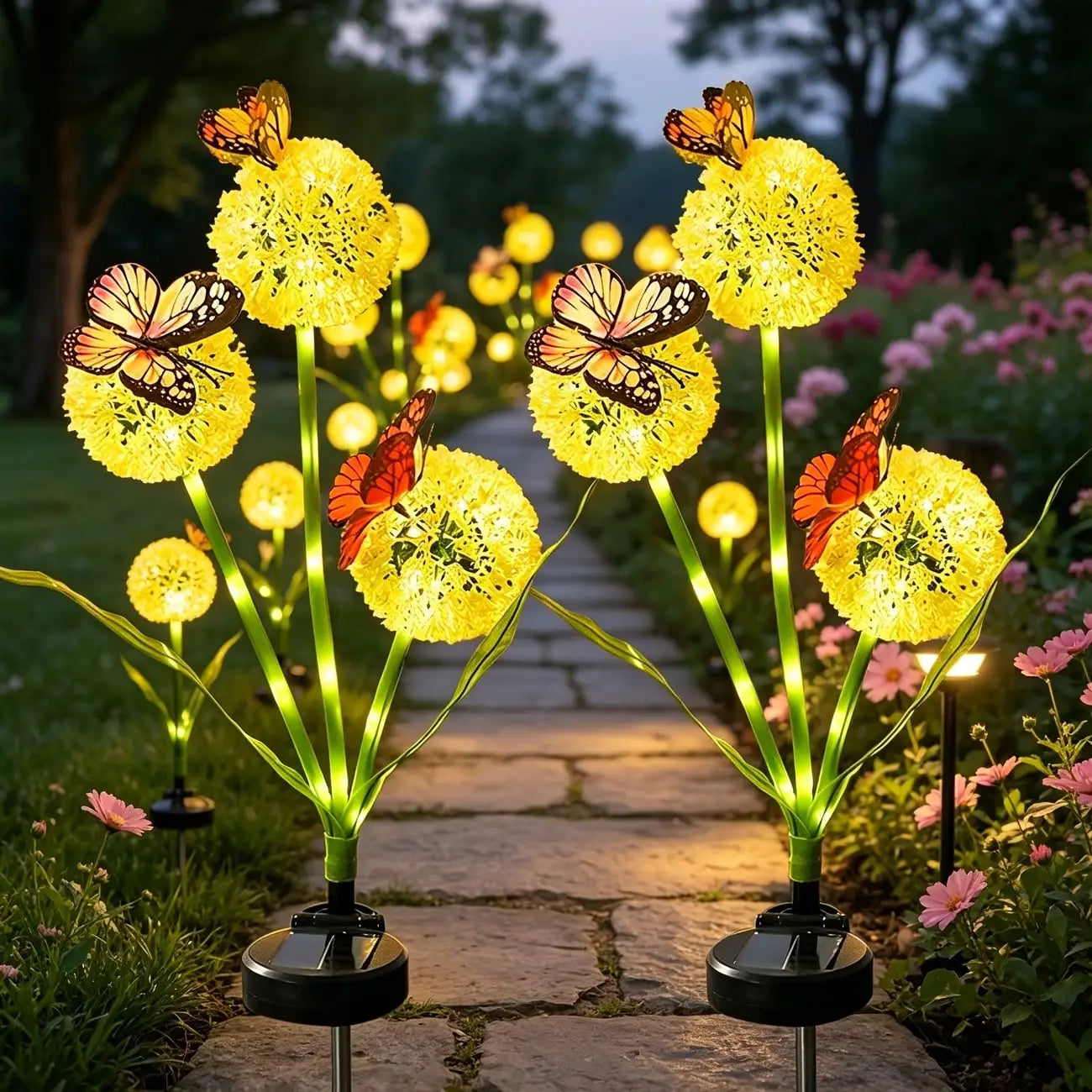 Solar-powered Butterfly Dandelion Lamp Garden Decorative Lighting