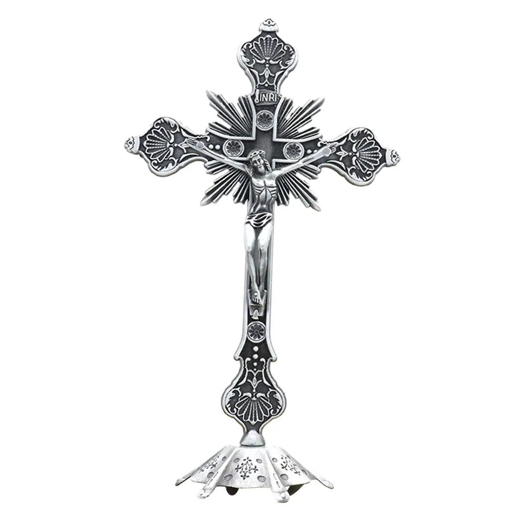 Jesus Crucifix Collection Catholic Figurine Standing Crucifix for Christian Decoration Home Decor Tabletop Chapel Prayers Zpaxo